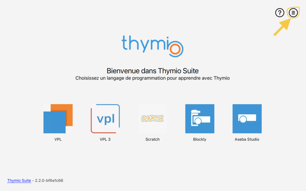 Lancement de Thymio Suite