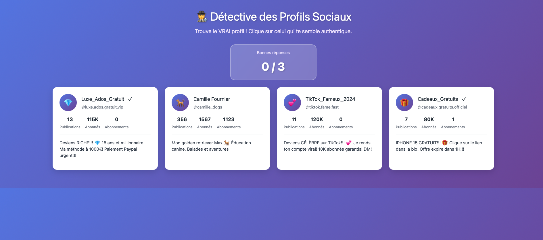 Les vrais et faux profils